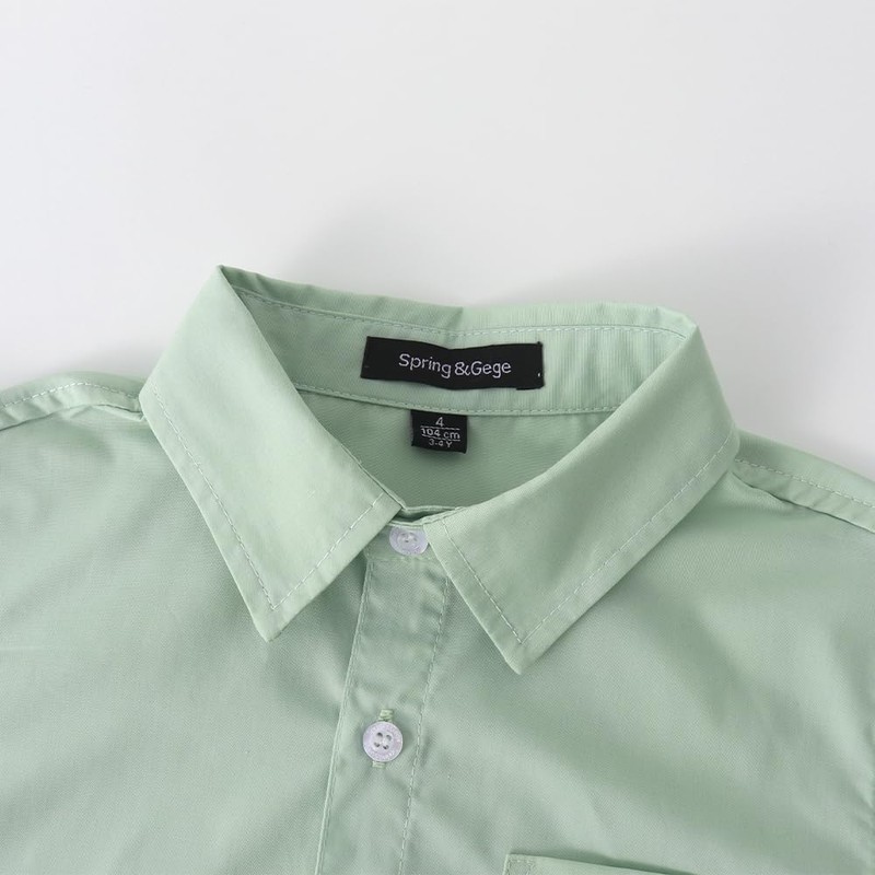 Spring&Gege Boys' Short Sleeve Dress Shirts Formal Uniform Poplin Solid,