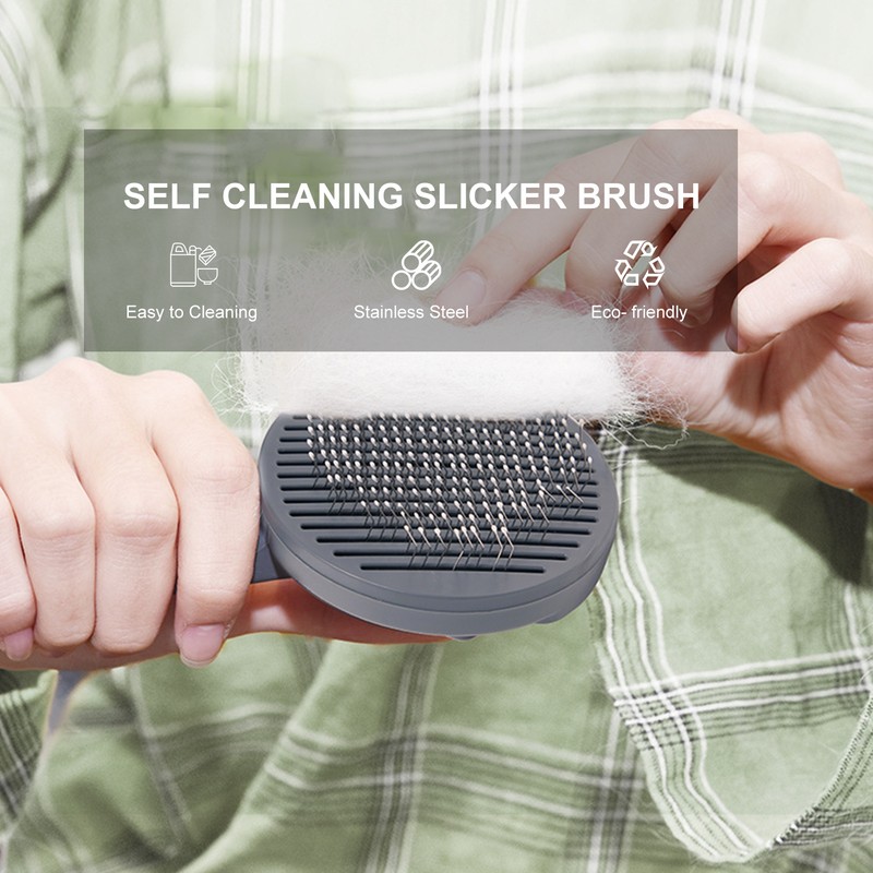 Cat Self Cleaning Slicker Brush Dog Brush Pets Push Hair