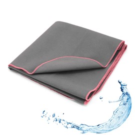 SETEX Evolon(R) Sports Towel for Men and Women, Ideal for Holidays as Beach Towel and Festival Accessories, Polyester, Light Grey with Pink Stitching, 50 x 100 cm