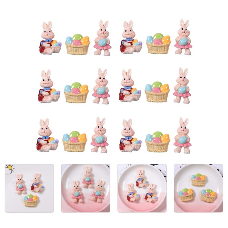 Kisangel 3sets Easter Bunny Eggs Basket Ornament Set DIY Decor