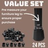 24pc Value Set Black 5/8” Round Rubber Chair Leg Tips