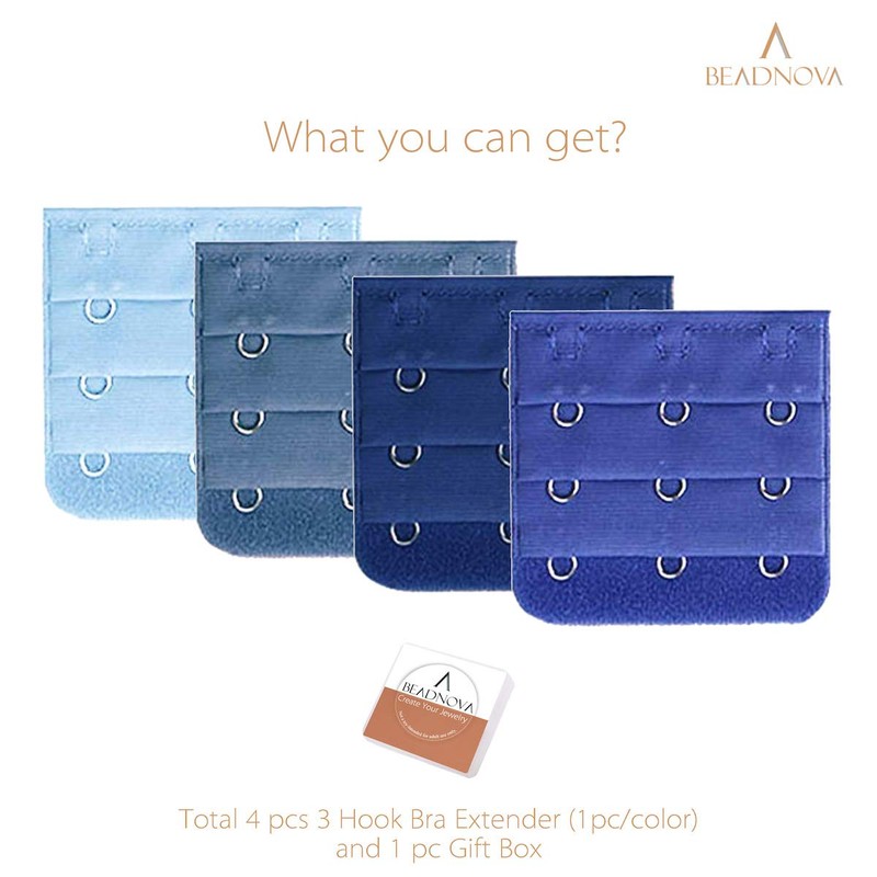 BEADNOVA 3 Hook Bra Clasp Extender Bra Back Extender (4pcs,