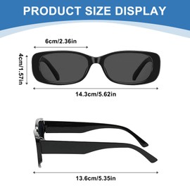 SEFIRST Pack of 4 Vintage Sunglasses for Men and Women, Retro Rectangular Slim Sunglasses, Black, UV400 Protection, 70s & 80s Style, Sunglasses for Carnival, Trendy Sunglasses Men, black