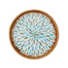 Rattan Serving Tray with Mother of Pearl 12 inch, Round