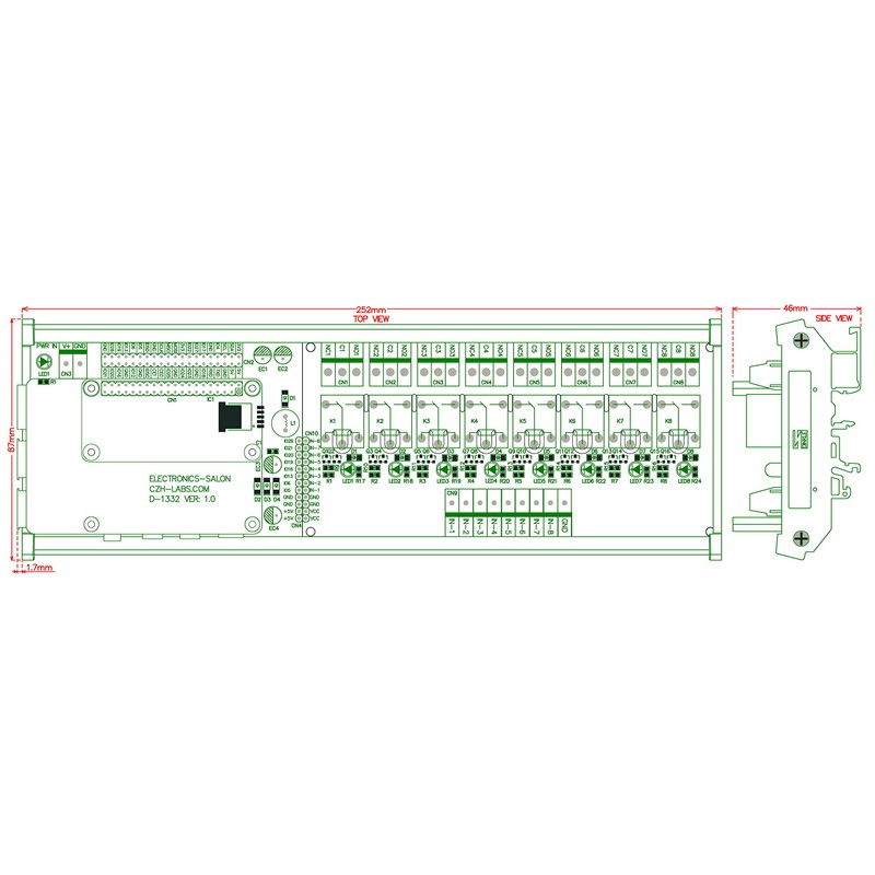 DIN Rail Mount 8 SPDT IoT Power Relay Module for