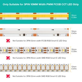 BTF-LIGHTING FCOB 10mm 3PIN Connector Kit for COB CCT (V+ CW WW) LED Strip Lights,L-Shaped/Dual-End with Wire/Gapless/Strip to Wire/3PIN JST Connector,3 Conductor 22AWG Wire