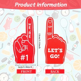 Cansybil 20 Pcs Mini Foam Fingers, We're Number 1 Finger Foam Fingers,Sports Fan Foam Finger,Cheerleader Foam Hands - Designed for all kinds of sports events, games, schools and stadiums (Red)