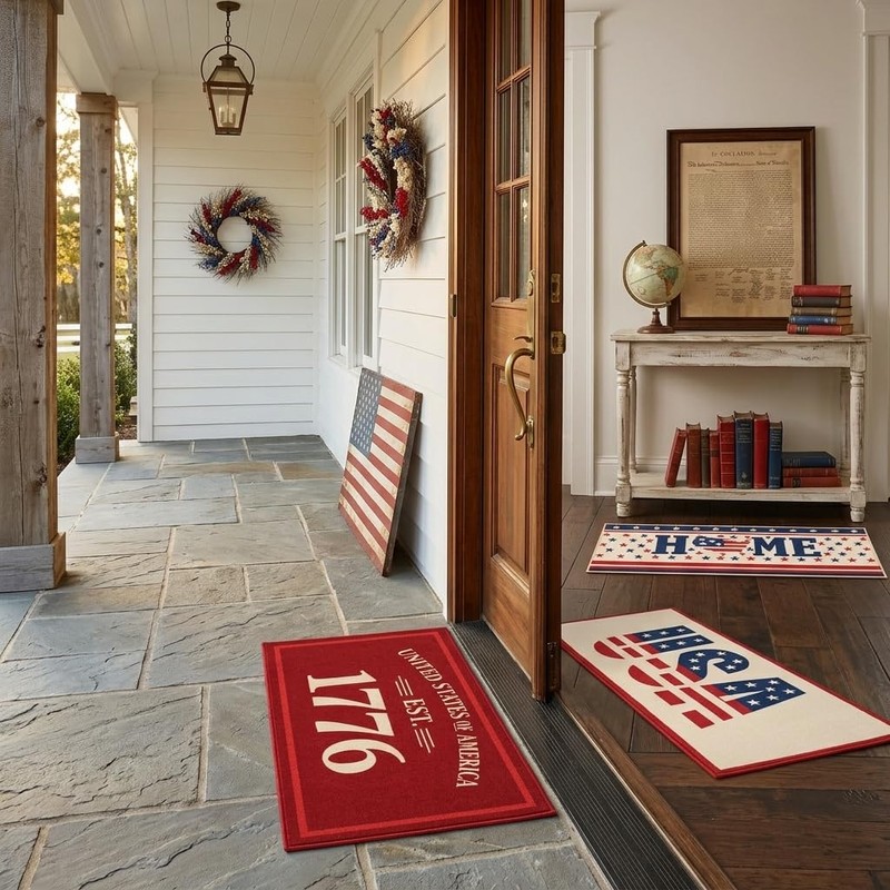 pldnhzua 3 Pcs 4th of July Patriotic Kitchen Mat and