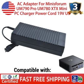 Zhazpor AC Adapter For Minisforum UM790 Pro UM780 XTX Mini PC Charger Power Cord 19V US