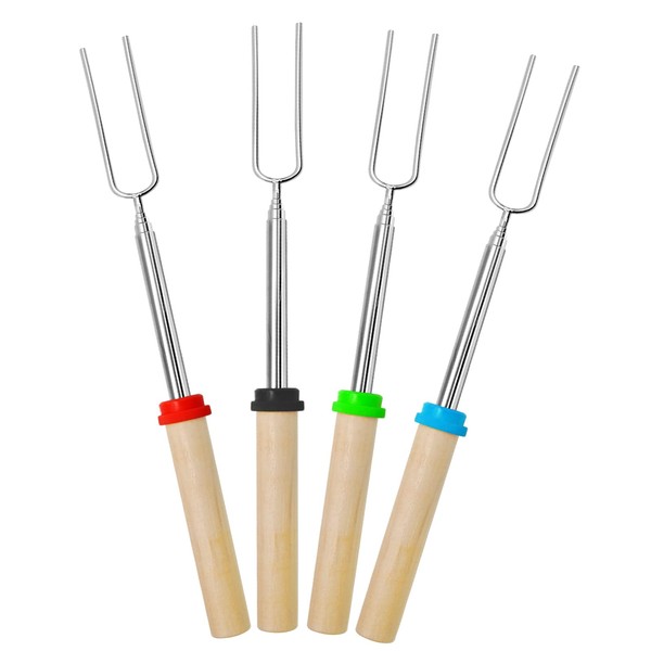Barbecue Forks-4 Pack Marshmallow Roasting Sticks Extendable Stainless Steel 32