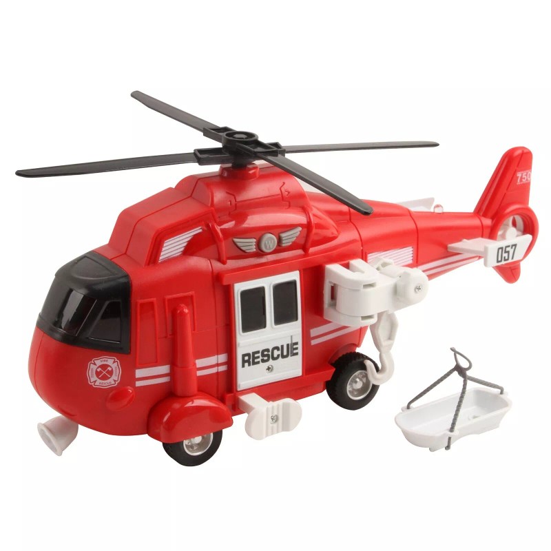 Vokodo Toy Fire Rescue Helicopter 11" With Lights And Sounds
