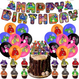 Sovanna Gorilla Tag Birthday Party Decorations Theme Party Supplies for boys Happy Birthday Banner,Balloons,Cake Toppers,Cupcake Toppers