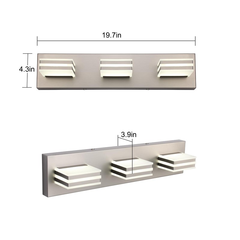 yumcrelect Brushed Nickel Vanity Lights for Bathroom Light Fixtures (3-Light,