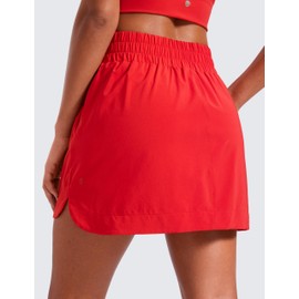 CRZ YOGA High Waisted Golf Skirts for Women A Line Tennis Athletic Casual Skort with Inner Shorts Pockets Deep Red X-Large