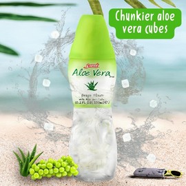 Aloe vera juice (Grape flavored) with bigger chunks of pure aloe pulp (6 Packs) Plant based juice great for hydration and contains large aloe pulp. It is healthy for adults and kids