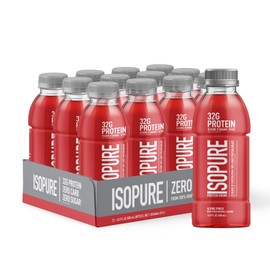Isopure Zero Carb 32g Clear Protein Ready-to-Drink, Whey Protein Isolate, Alpine Punch, 12 Pack (Packaging May Vary)