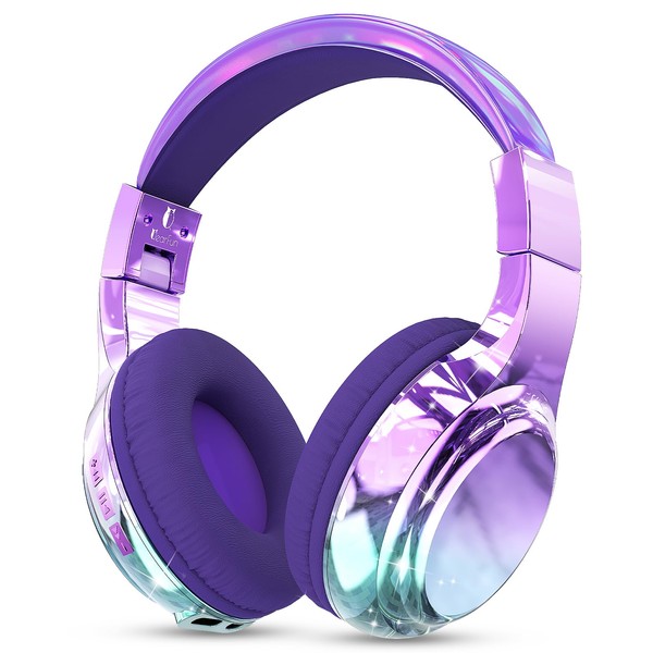 QearFun Kids Bluetooth 5.3 Headphones, Wireless Metallic Gradient Headset, Lightweight