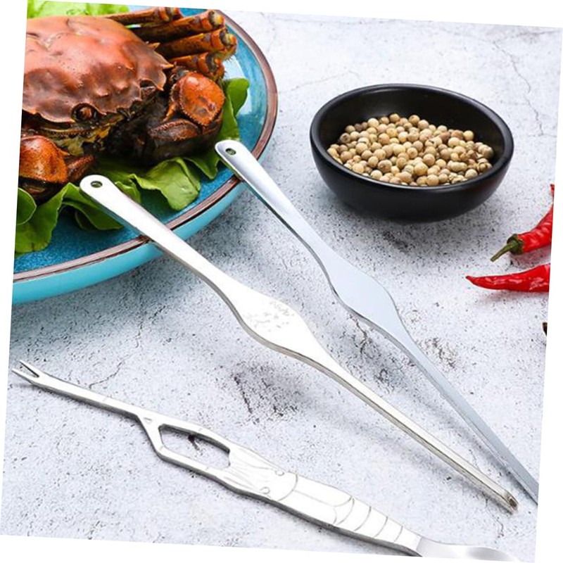 GRIRIW 4pcs Stainless Steel Crab Fork Spoon Set Seafood Tools