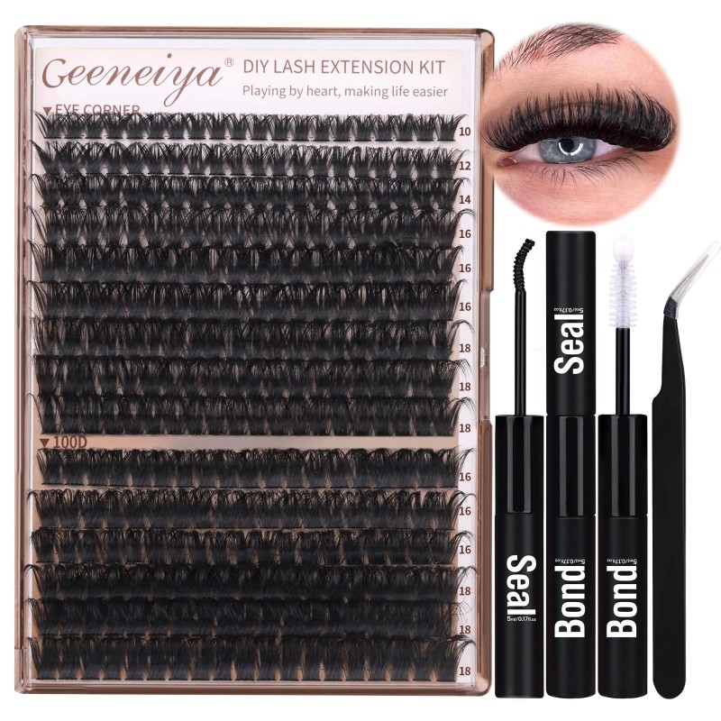 Geeneiya Volume Lash Clusters Kit DIY Lash Extension Kit D