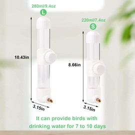 Hypeety Leak-Proof Bird Water Bottle for Cage Clear No Spill Automatic Parrot Water Dispenser with Spring Valve for Small Parrots Budgies Finches Cockatiels Lovebirds (White, 9.4 oz/280 ml)