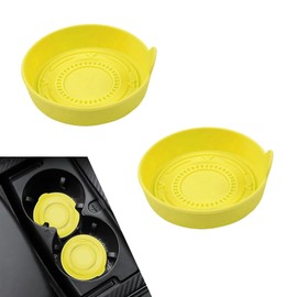 Zikefest 2PCS Car Cup Coaster, Non-Slip Cup Holder, Silicone Cup Holder Insert for Car, Anti-Spill Coaster, Universal Car Interior Accessories for Women and Men (Yellow)