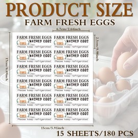 GOMAKERER 15 Sheets 180 Pcs Farm Fresh Unwashed Egg Carton Labels, Self Adhesive Egg Packaging Stickers Colorful Egg Carton Stickers Farm Fresh Eggs Stickers for Chicken Egg Carton Labels