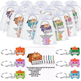 Gemscream 18 Sets Employee Appreciation Gifts Bulk Emotional Support Dumpster Keychain for Social Worker Coworker Teacher Nurse Gifts (Cute Style)