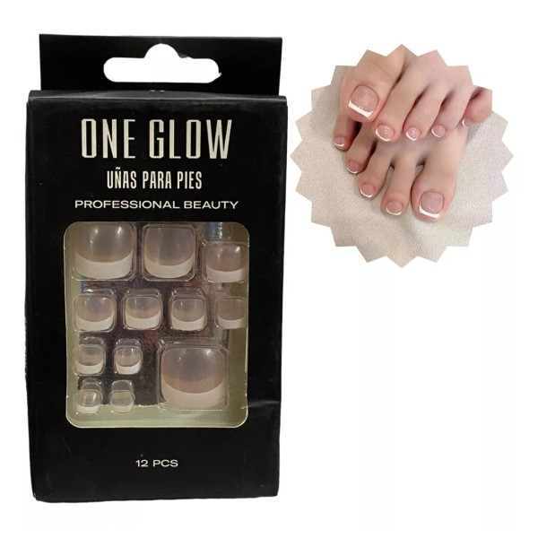 ONE GLOW Uñas Postizas Para Uñas De Pies 12pcs French