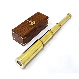 Nautical Brass Spyglass Telescope with Rosewood Box 15" Brass Telescope Rustic Vintage Home Decor Gifts