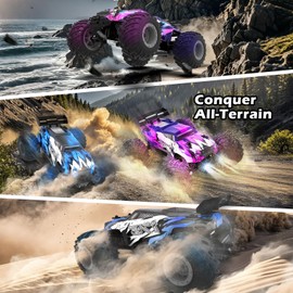 Sjpzwcrl Remote Control Car Toy Truck: - Hand Controlled Monster Truck Toys RC Car Electric Rock Crawler RC Truck with Headlights and Colorful Toy Cars Body Lights for Boy Kids