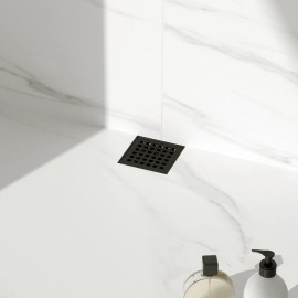 NEODRAIN US Warehouse Stock 6x6" Square Stainless Steel Black Shower Drain Floor Drain with Integrated FlangeMaterial: Stainless Steel, Color: Black