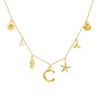 SLOONG Initial Charm Necklace 14K Gold Plated Letter Neckalce Freshwater