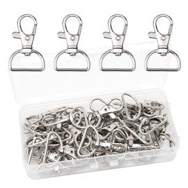 Weniubit Pack of 40 Silver Swivel Carabiner Key Rings with D-Ring, Swivel 360° Rotatable, Inner Width 25 mm Key Carabiner for Backpack, Handbag, DIY