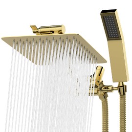 All Metal Shower Head 10" Dual Square Shower Head With Handheld Wand 71in Hose Set, High Pressure Rain Shower Heads Combo, 3-Way Diverter Rainfall Showerhead with Adjustable Extension Arm