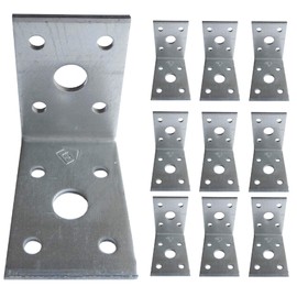 Corner Braces Brackets Plates, Heavy Duty Wooden Angle Iron, L Metal Steel Sheet Galvanised 1.97"x 1.97"x 1.38"x 0.1"(50 x 50 x 35mm x 2.5mm) Pack of 10pcs