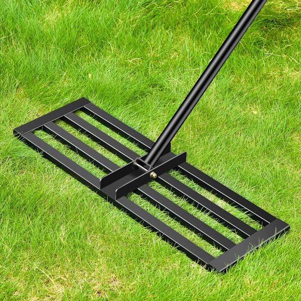 Lawn Leveling Rake Heavy Duty 48"x10" Steel Base with 78"