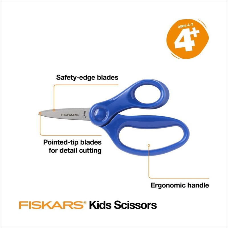 Fiskars 5" Pointed-Tip Scissors for Kids Ages 4-7 - Scissors