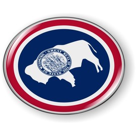 Wyoming State Flag 3D Domed CAR Emblem Badge Sticker Flexible Round
