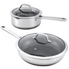 Bakoniion Hybrid Nonstick Cookware Set,Stainless Steel 12 Inch Frying Pan