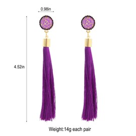 Zealmer Purple Tassel Earrings For Women Bohemian Long Dangle Drop Statement Earrings Fashion Jewelry For Birthday Christmas Valentines Day Gift