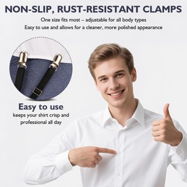 ZKENIRD Shirt Stays For Men, 2025 Upgrade Shirt Stays For Police And Military, Elastic Non-slip & Durable Shirt Stay For Men And Wowen, Keep The Look Professional