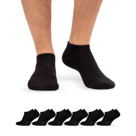 OCERA Bamboo Trainer Socks for Men and Women, Trainer Socks, 6 or 12 Pairs, Breathable Trainer Socks Made of Bamboo Fibres, Odour-Inhibiting, Anti-Sweat Socks, Trainers Socks for Men and Women, Black