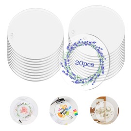 Plexiglass Panel, Round, Pack of 20 Acrylic Disc Round with Hole, 10 cm Acrylic Plate Transparent, 2 mm Thick Acrylic Glass Plate, Round, for DIY Crafts, Picture Frame, Painting, Making Decorative