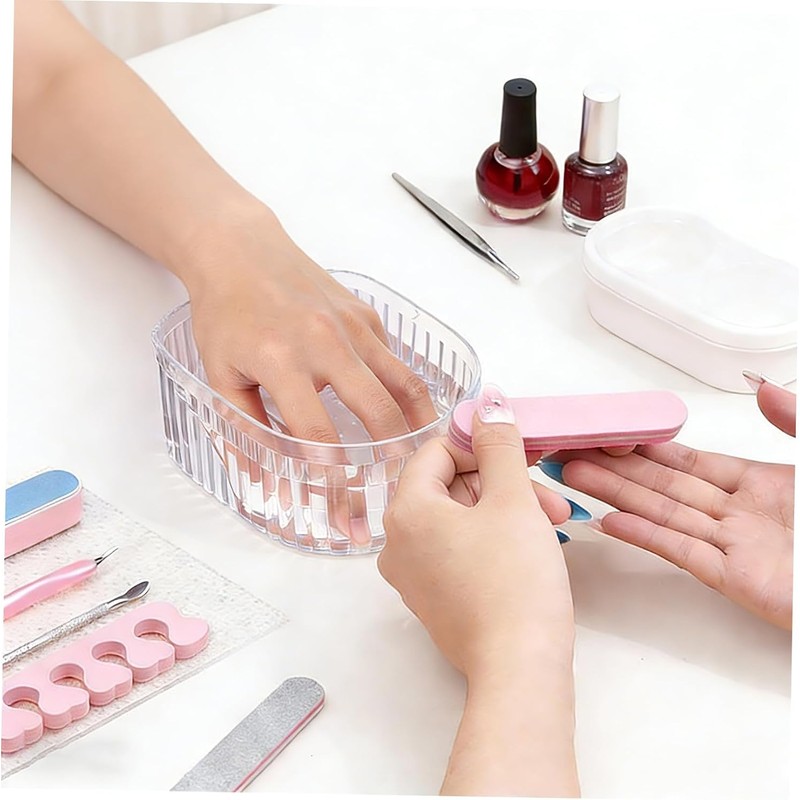 Cuenco de Manicura Transparente Recipiente para Remojar las Uñas para