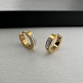 CZ Small Silver Hoop Earrings for Men Women Streetwear Unisex Style