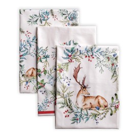 Maison d' Hermine - Toallas de cocina 100 % algodón para regalos, hogar, cocina, comedor, cócteles y camping, Holly Time - Acción de Gracias/Navidad (juego de 3)