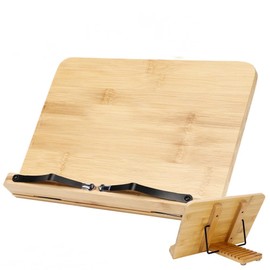 QueensCity Book Stand, Bookstand, Tabletop, Lector, Music Stand, 7 Level Adjustment, Sheet Stand, Reading Stand, Bamboo, Wooden (Height 7.9 x Width 11.0 inches (20 x 28 cm)