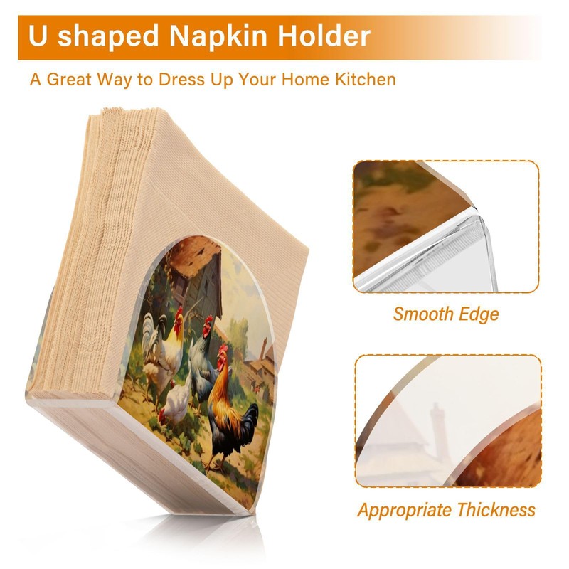 YETTASBIN Rooster Napkin Holder for Table, Acrylic Upright Non Slip