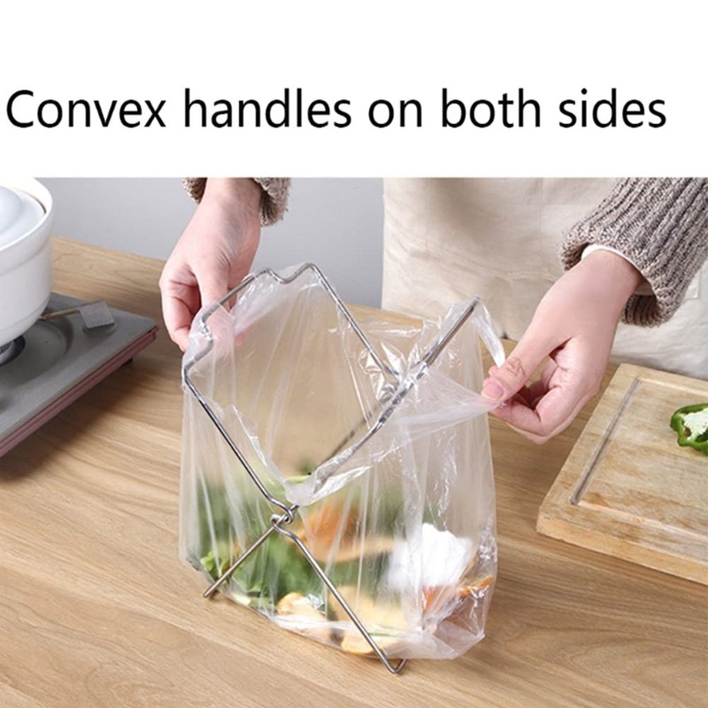 SEIWEI 1Pcs Stainless Steel Garbage Bag Hanging Rack Foldable Garbage