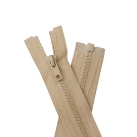YaHoGa - 2 cremalleras separadoras de 14 pulgadas para coser abrigos, chamarra con cierre, cremalleras de plástico moldeado beige a granel (14 pulgadas, beige)